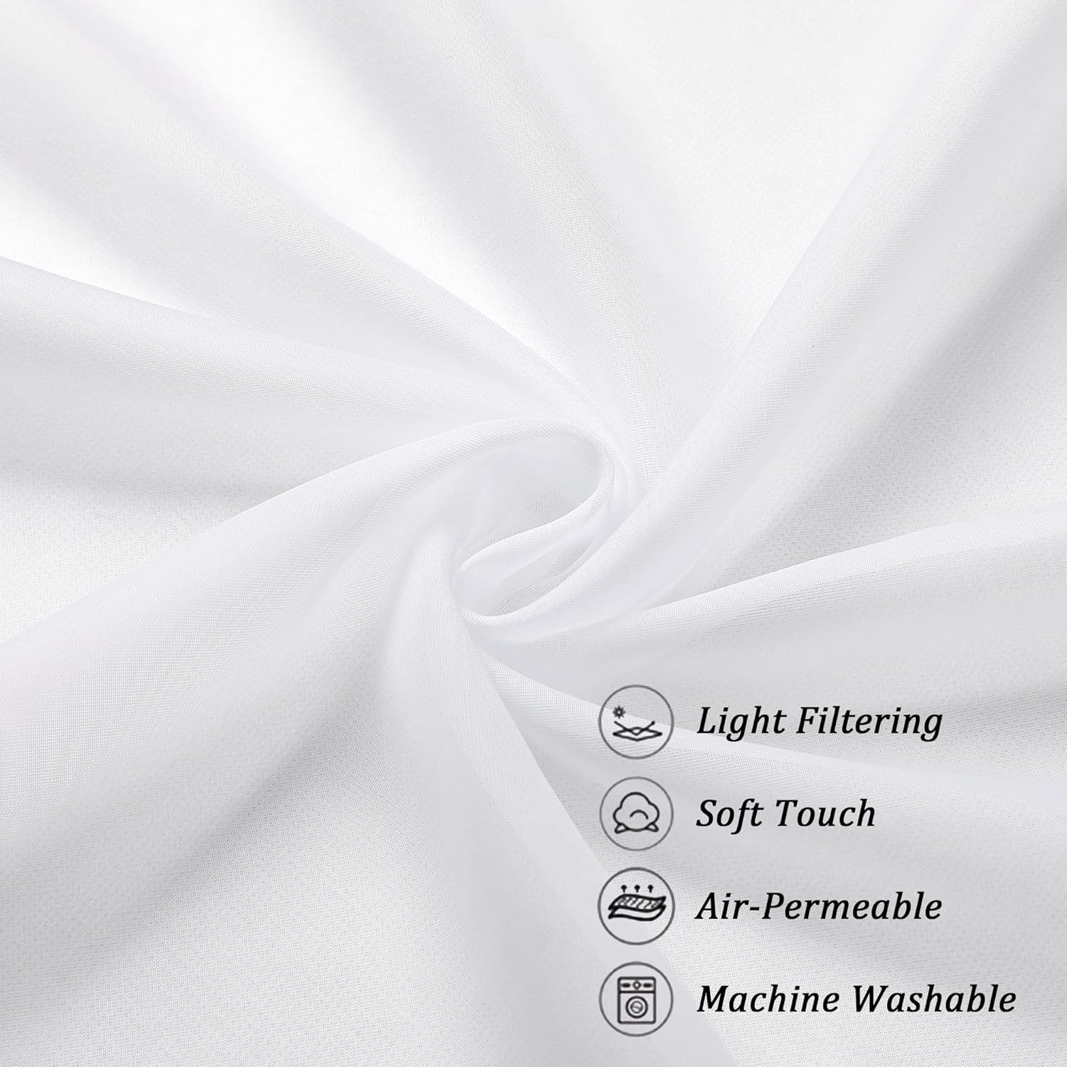 Sheer Tier Curtains 24 Inch Length Set, Small 42″W x 24″L (Pack of 2) White