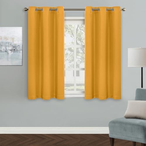 Musturd Yellow Blackout Curtains for 42″W x 45″L (Pack of 1) Mustard Yellow