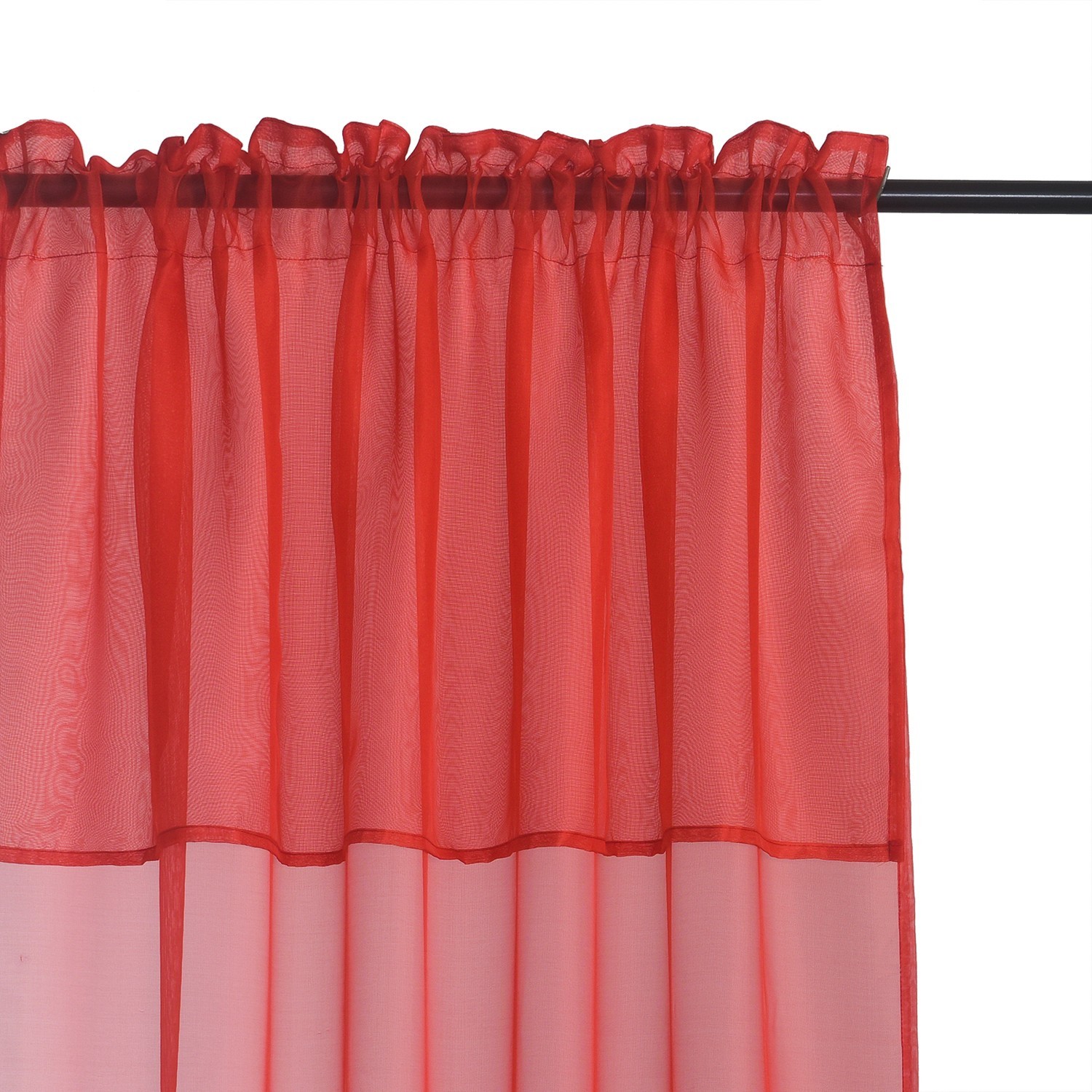 2 Panels Basic Rod Pocket Sheer Curtains with Attached Valance, Voile Drapes