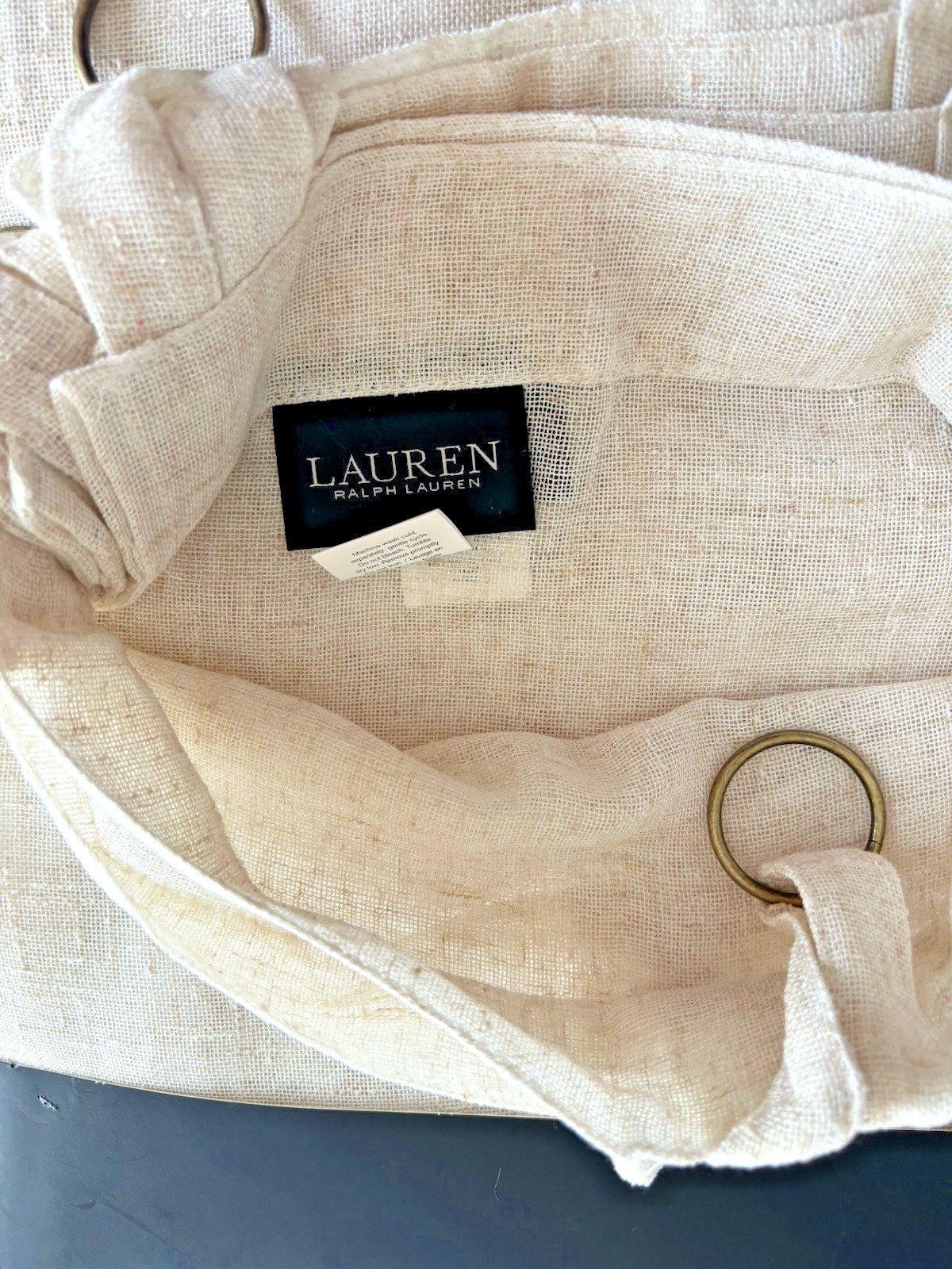 Ralph Lauren 2 Pc Window Curtains Panels 52×96 Beige Top Rings New