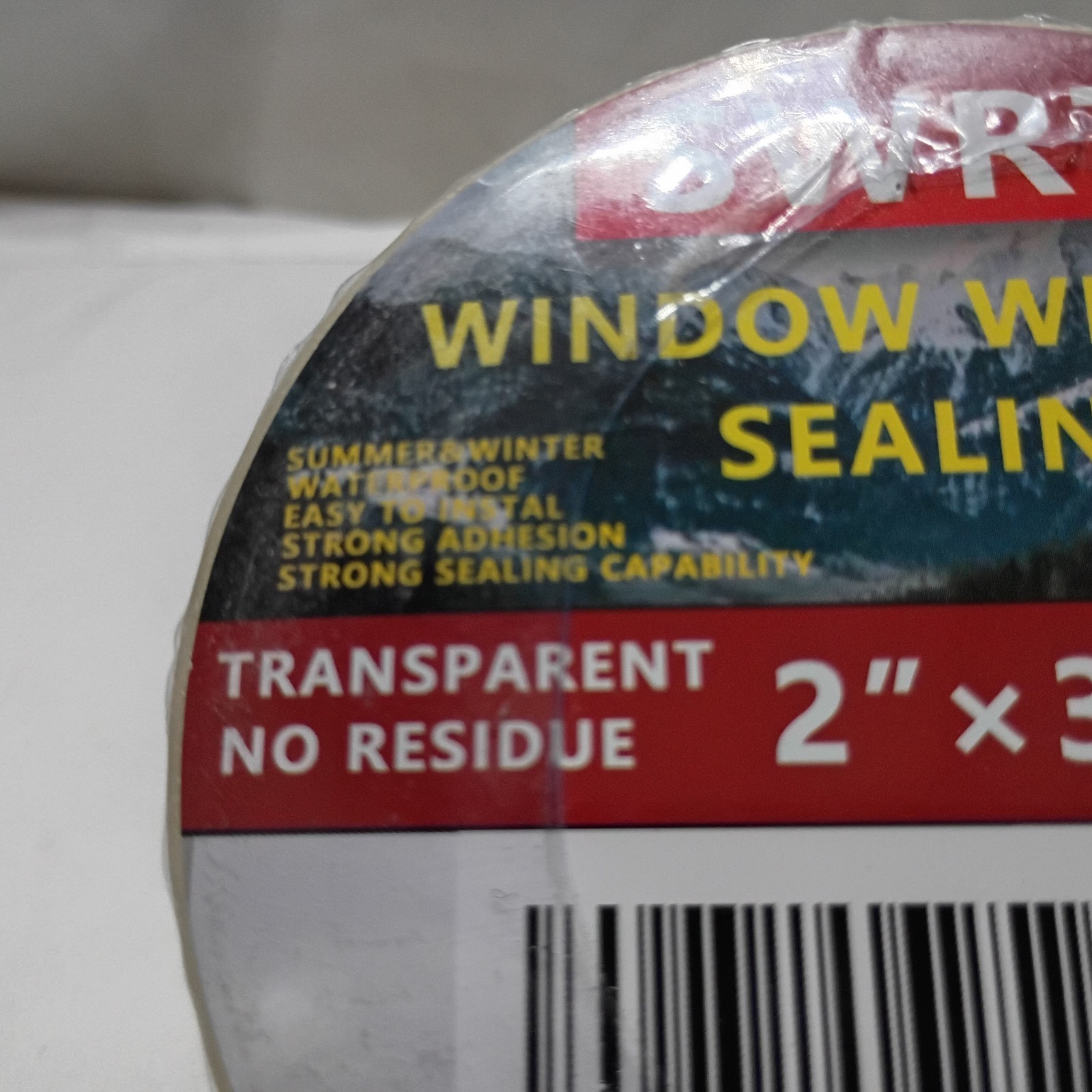 2 Rolls Transparent Window Weather Sealing Tape, No Residue 2”X30Yd/90Ft