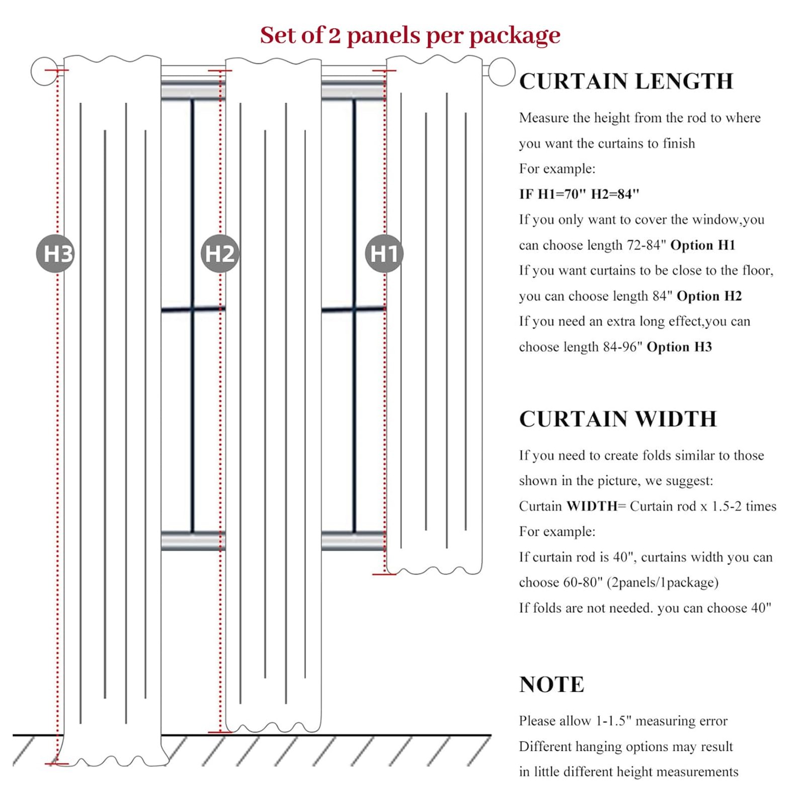 70 Inch Extra Wide Blackout Curtains 108 Inches Long for Living Room, Pinch P…