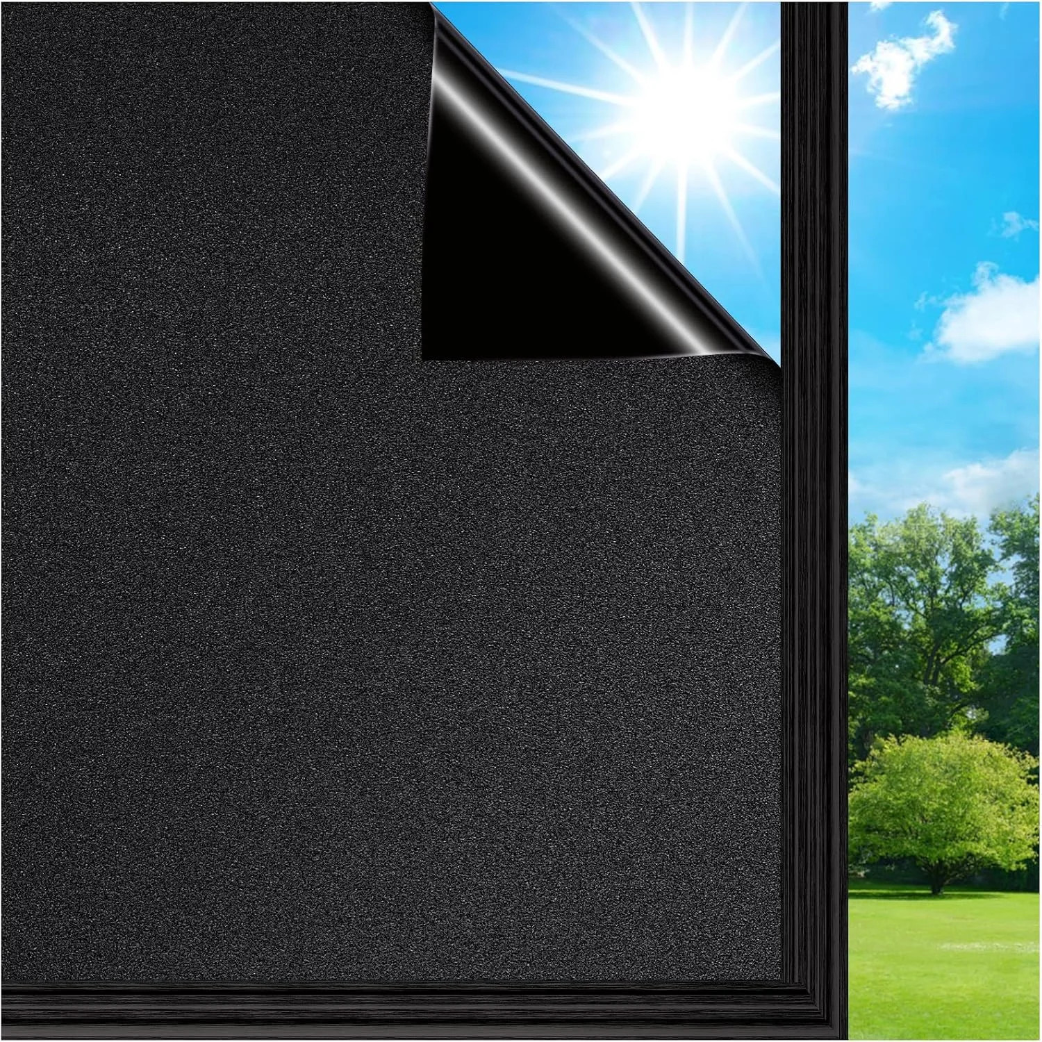 Blackout Privacy Window Film 100% Light Blocking Frosted Static Cling Cover