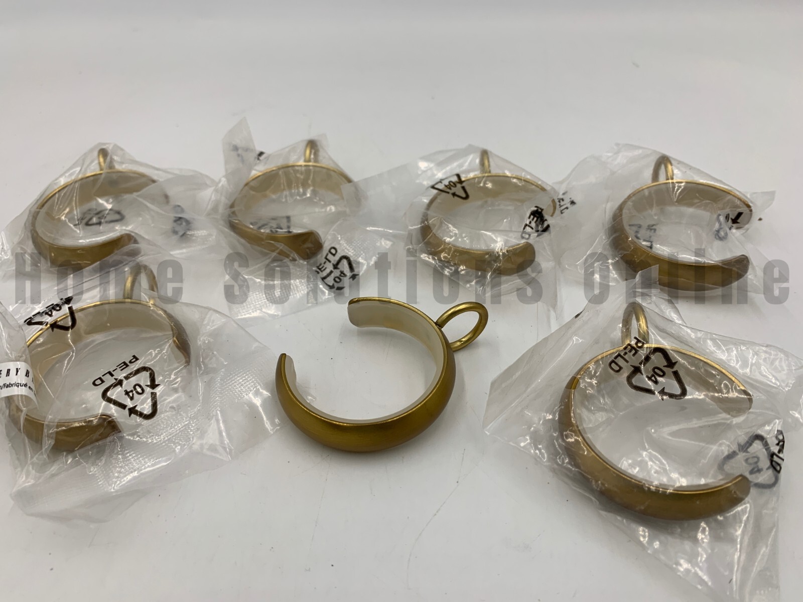Pottery Barn Quiet-Glide C-Loop Curtain Rings S/7 Brass Large 1.25″ #9087G