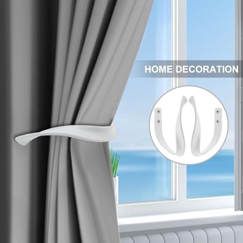Pack Curtain Holdbacks, Aluminum Alloy Wall Mounted Decorative Drapery 2 White