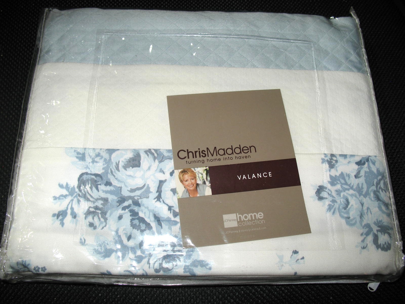 NEW CHRIS MADDEN BELMONT VALANCE- Blue Roses 84″x18″