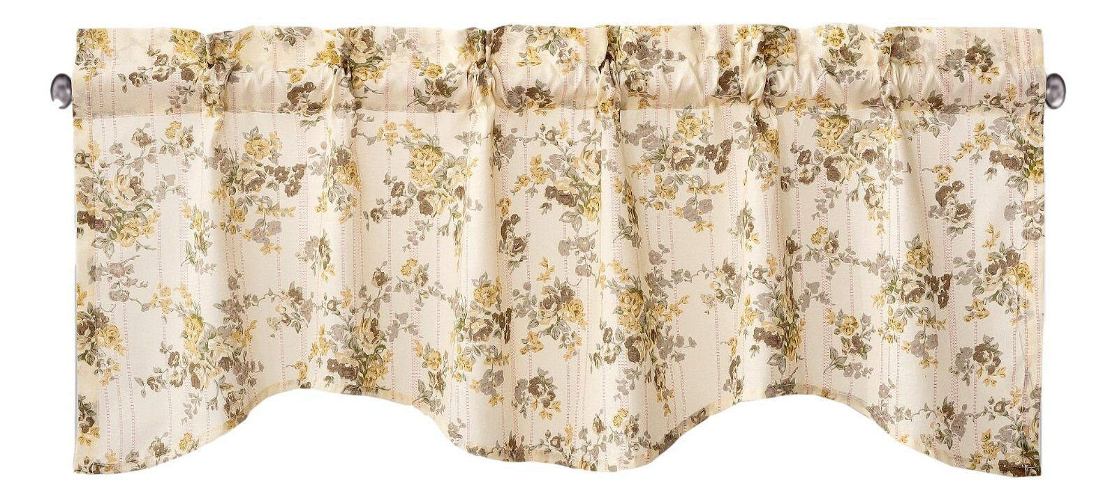 DaDa Bedding Semi Sheer Cottage Yellow Floral Garden Window Curtain Valance