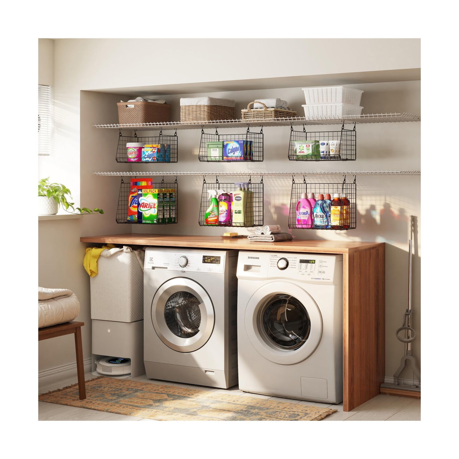 4-Pack Hanging Laundry Room Organizer：Foldable Laundry Room Organiz… Fa