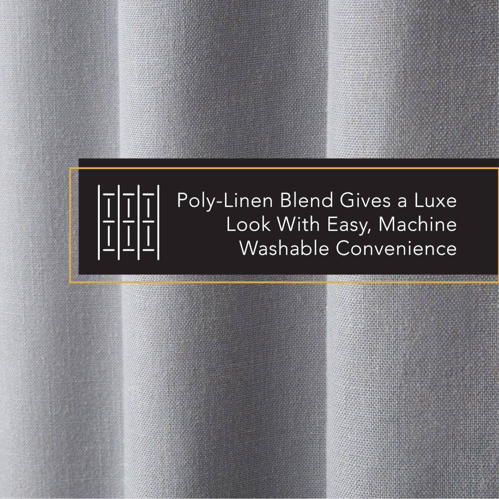 Arlo Solid Linen Texture 50 In. W X 84 In. L Polyester Blackout Grey Curtain (Se