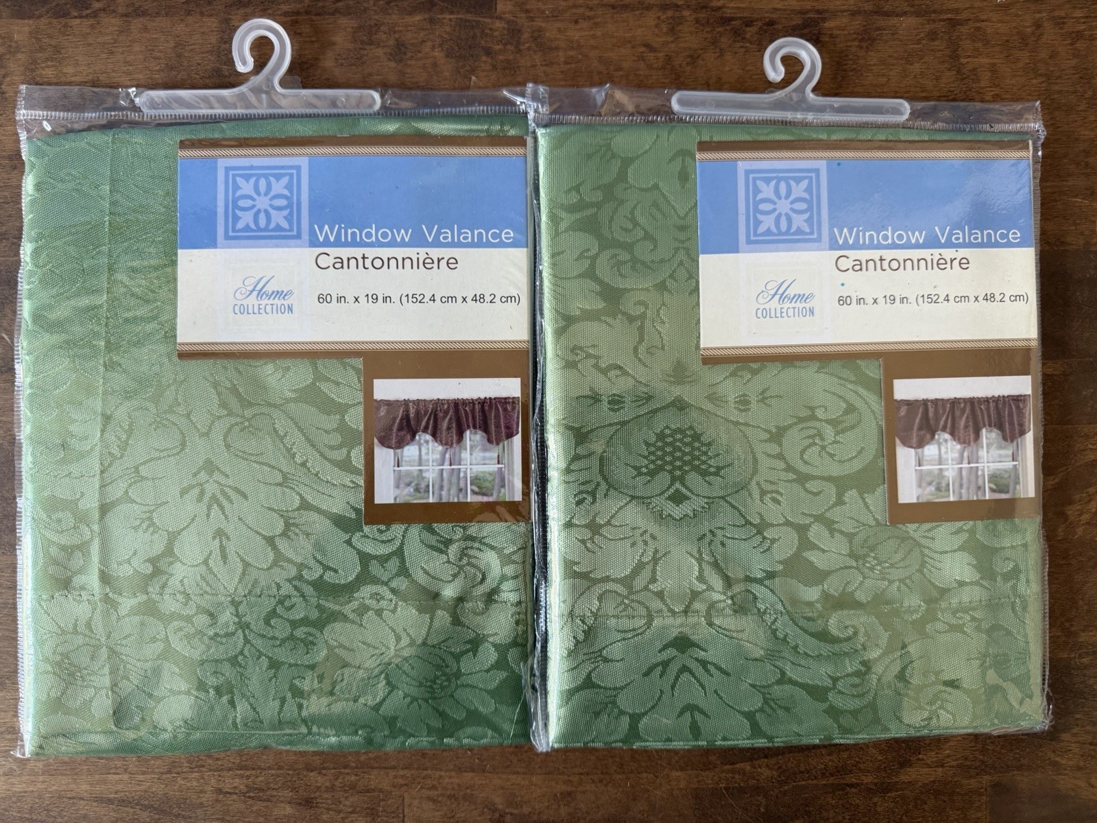 Set of 2 Home Collection Cantonniere Window Valance Curtains 60×19 NWT