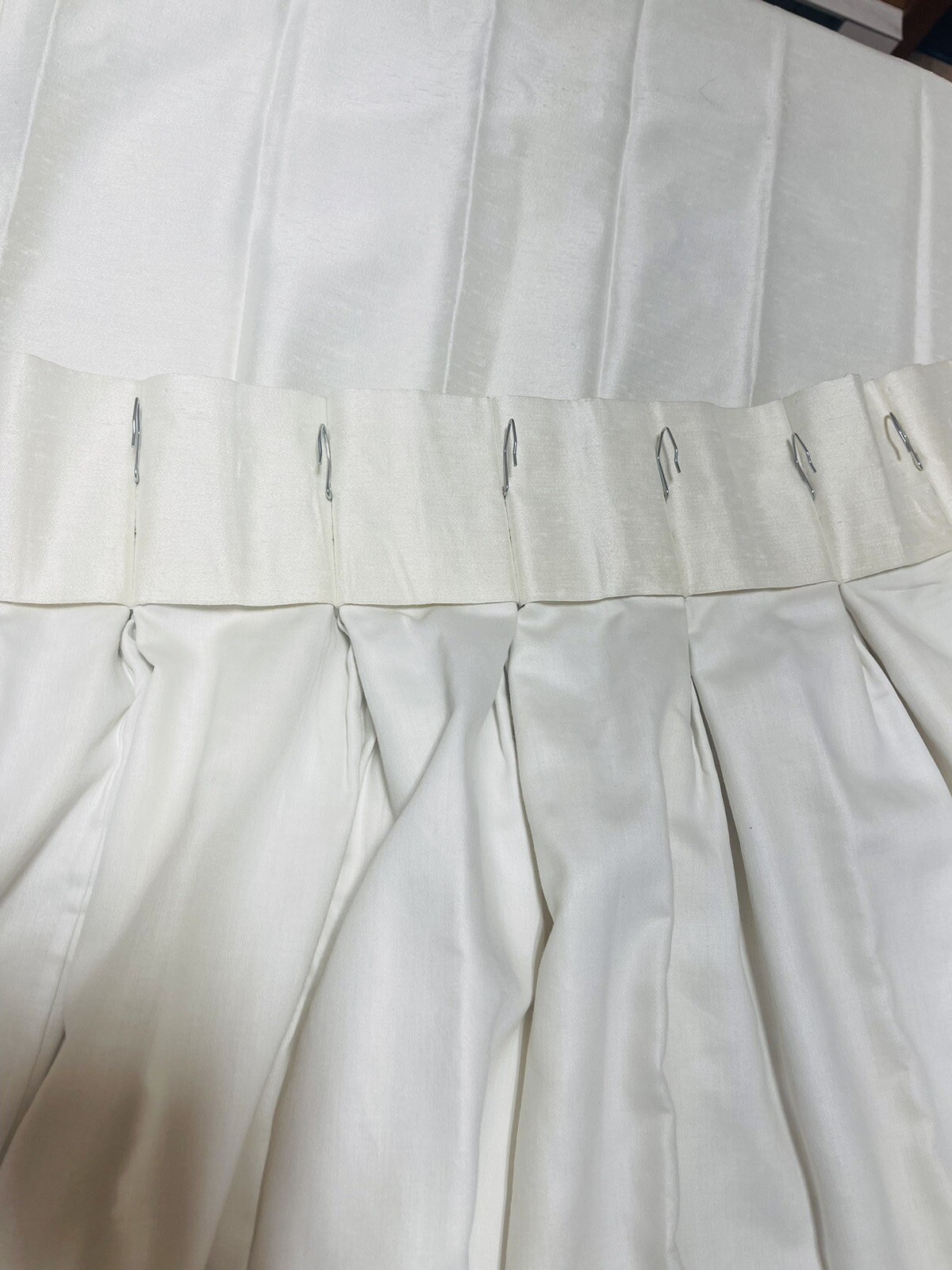 2 IVORY CREAM PINCH PLEATED DRAPES CURTAINS LINED BLEND (SILK LOOK) 72″x31″