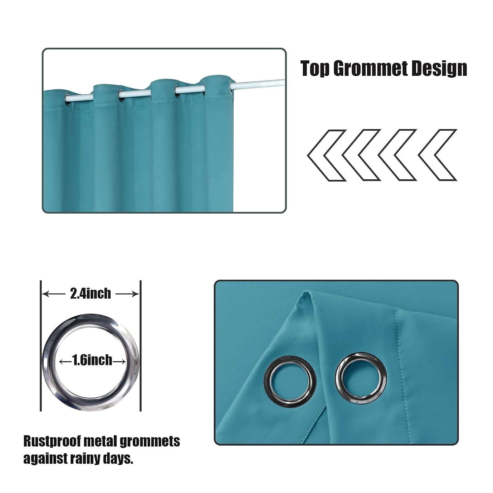 BONZER Outdoor Curtains Waterproof Blackout 52W x 84L inch Silver