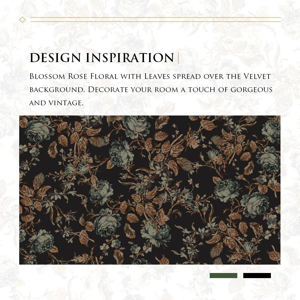 Luxury Black Velvet Floral Curtains 102″ Long, 2 Panels for Home Decor