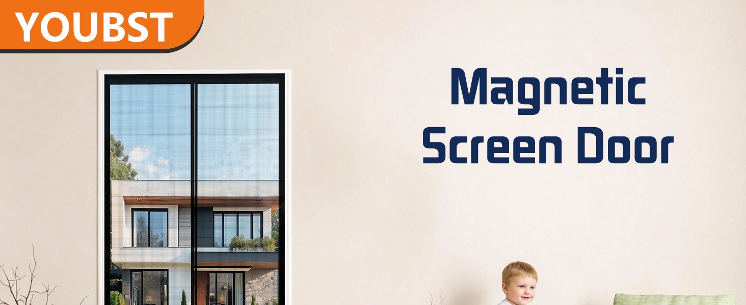 Magnetic Screen Door Mesh Keeps Bugs Out: Door Screen Magnetic Closure 36″ x 83″