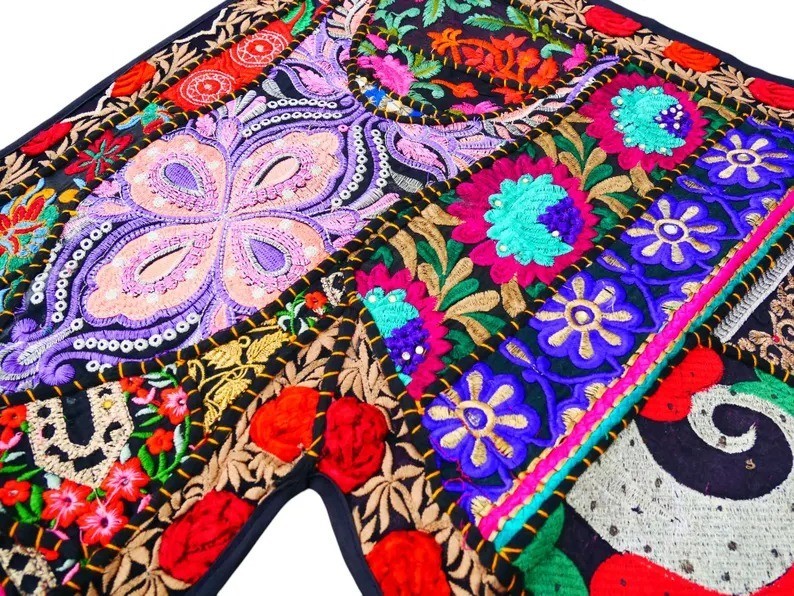 2 Meter Large Black Toran Boho Wall Tapestry Indian Entrance Decor Door Hanging