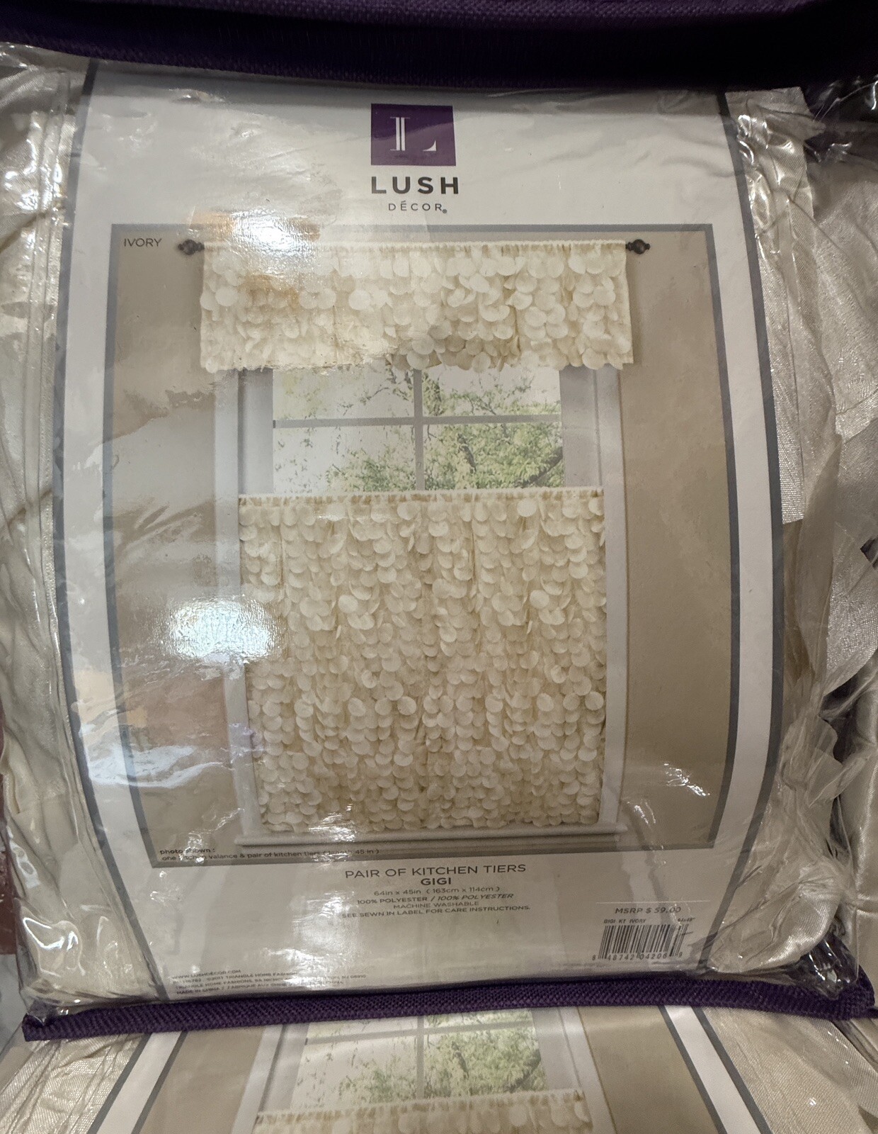 Lush Decor Gigi IVORY Flirty Fun 3D Cascading Circles Kitchen Tiers 64”x45”
