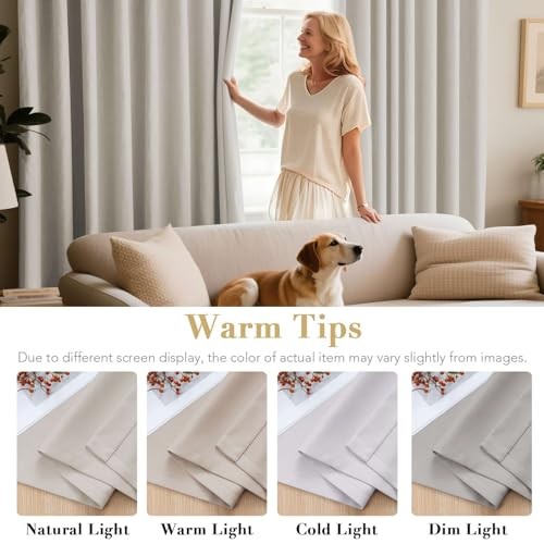 Blackout Curtains for Bedroom Thermal 42″W x 63″L (Pack of 2) Ivory/Cream