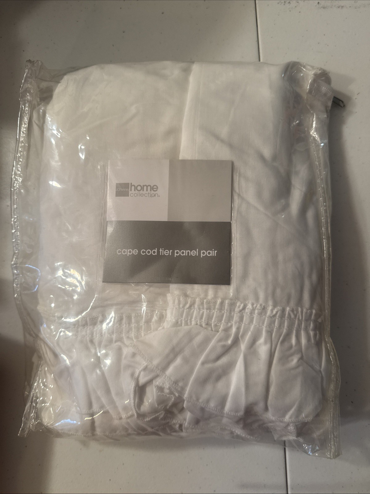 NIP JC Penney Home Collection Cape Cod 84×45″ White Curtains (2) Ruffled