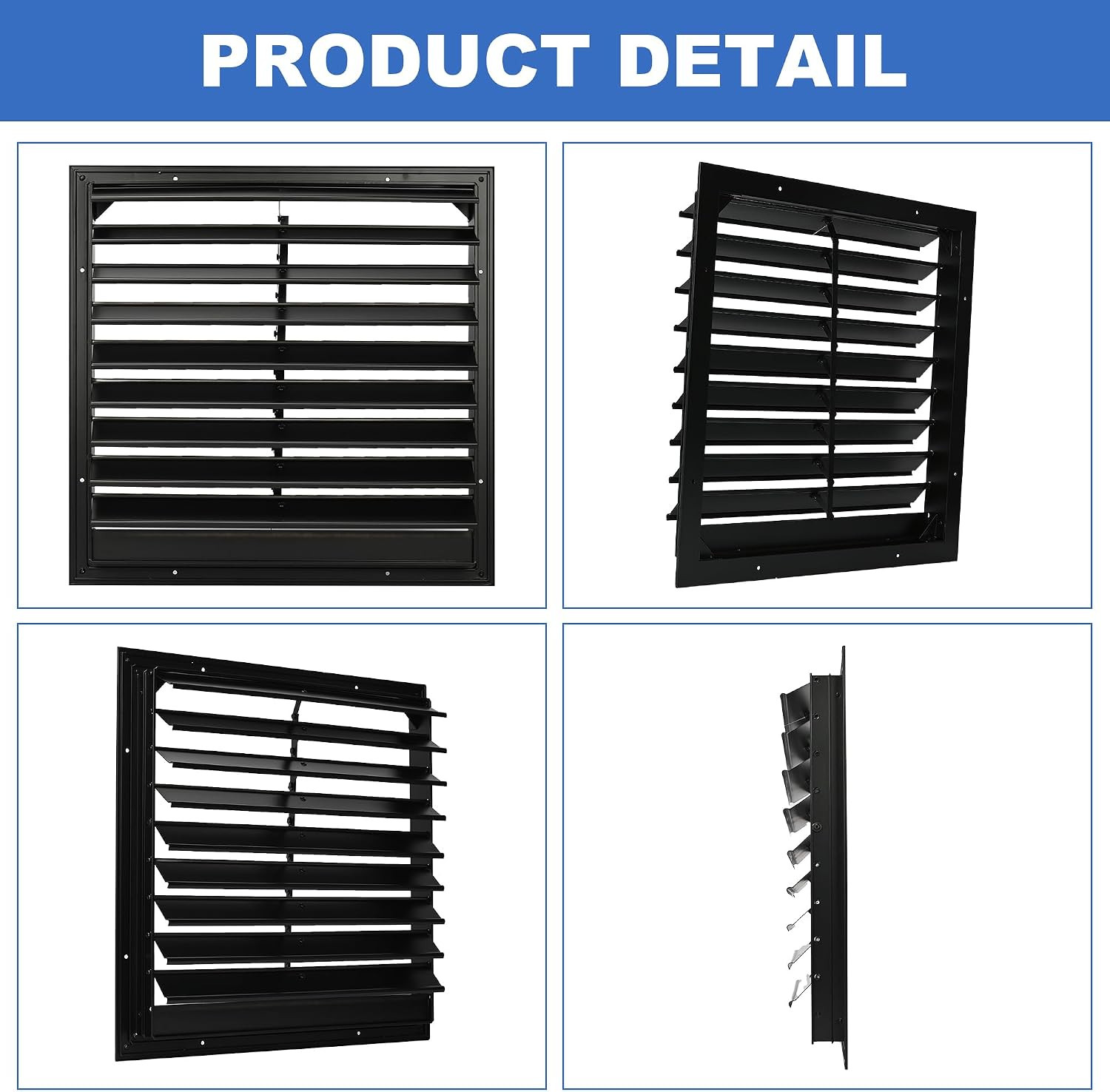 18 Inch Automatic Gravity Shutter Louver Vent, Aluminum Exhaust Shutters Louver