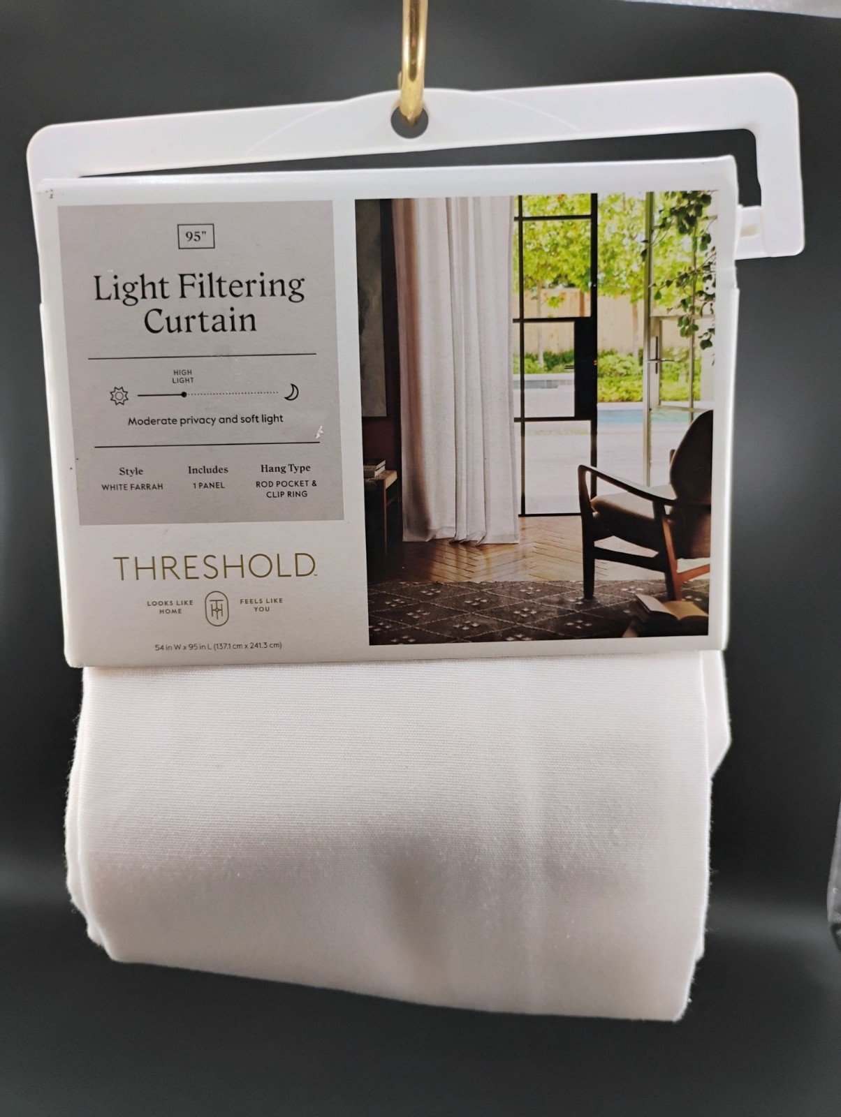 Threshold Light Filtering Curtain 54×95 Inches White Farrah Style