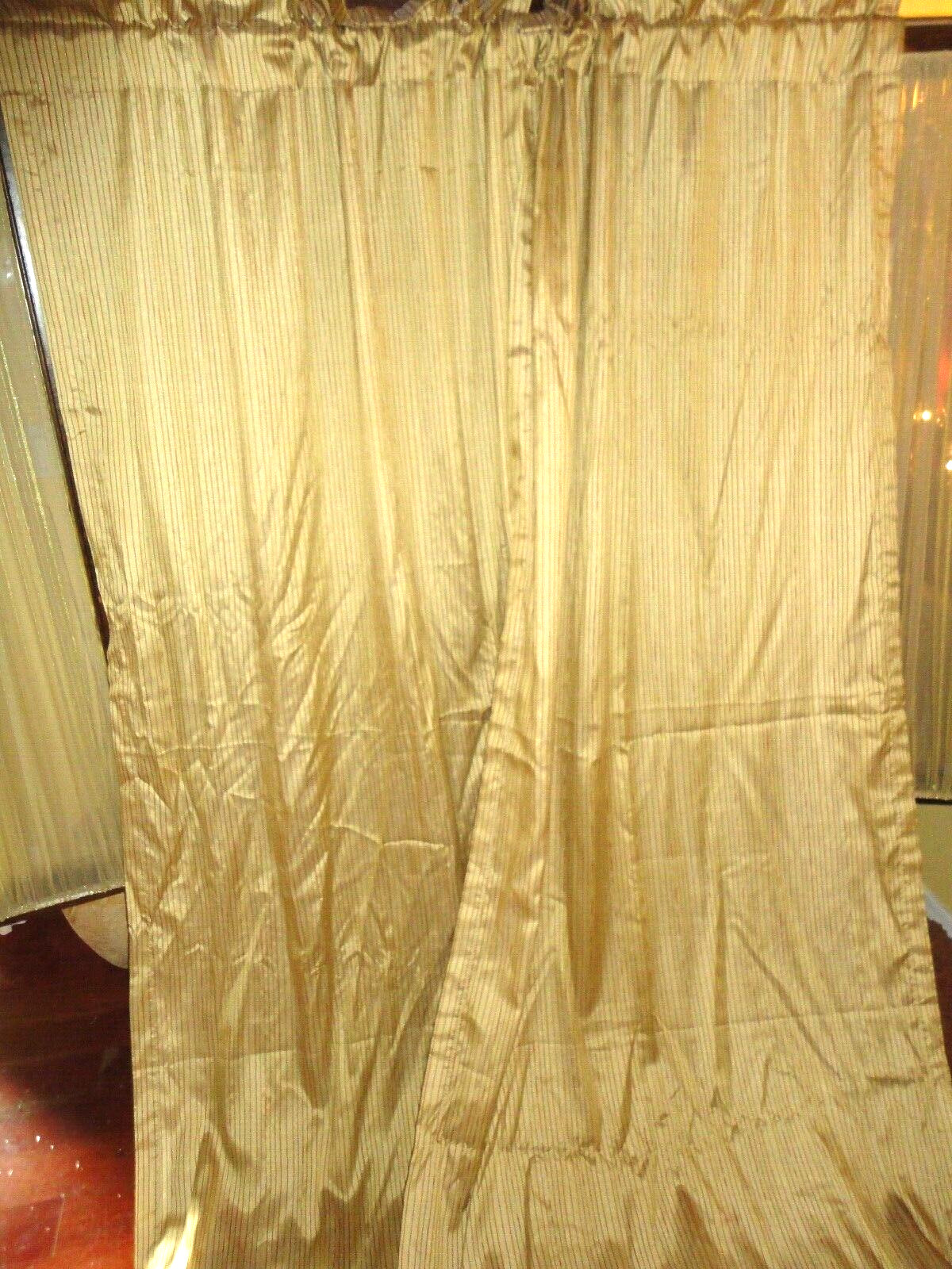 CROSCILL GOLD RED MULTI STRIPE TEXTURED (2) LINED DRAPERY PANELS &TIEBACKS 40X86