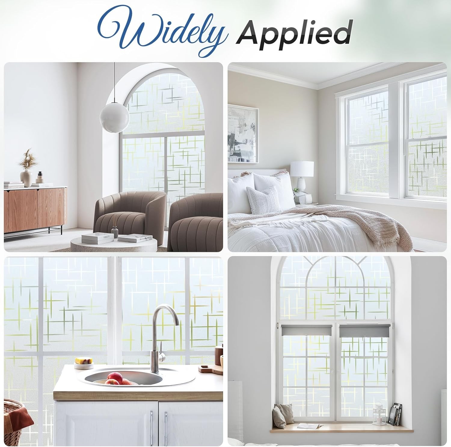 Rabbitgoo Cross Frosted Window Film Static Cling Glass Sticker for Decoration