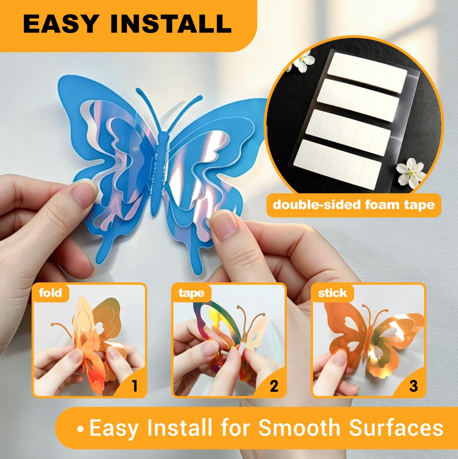 Glow in the Dark Holographic Butterfly Wall Decorations Luminous Color-Changi…