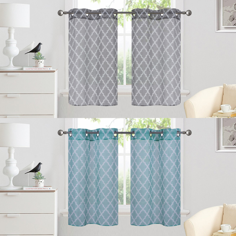 2PC SET LIGHT FILTER MOROCCAN PRINT SHEER WINDOW DRESSING PANEL S38 30″X36″ each