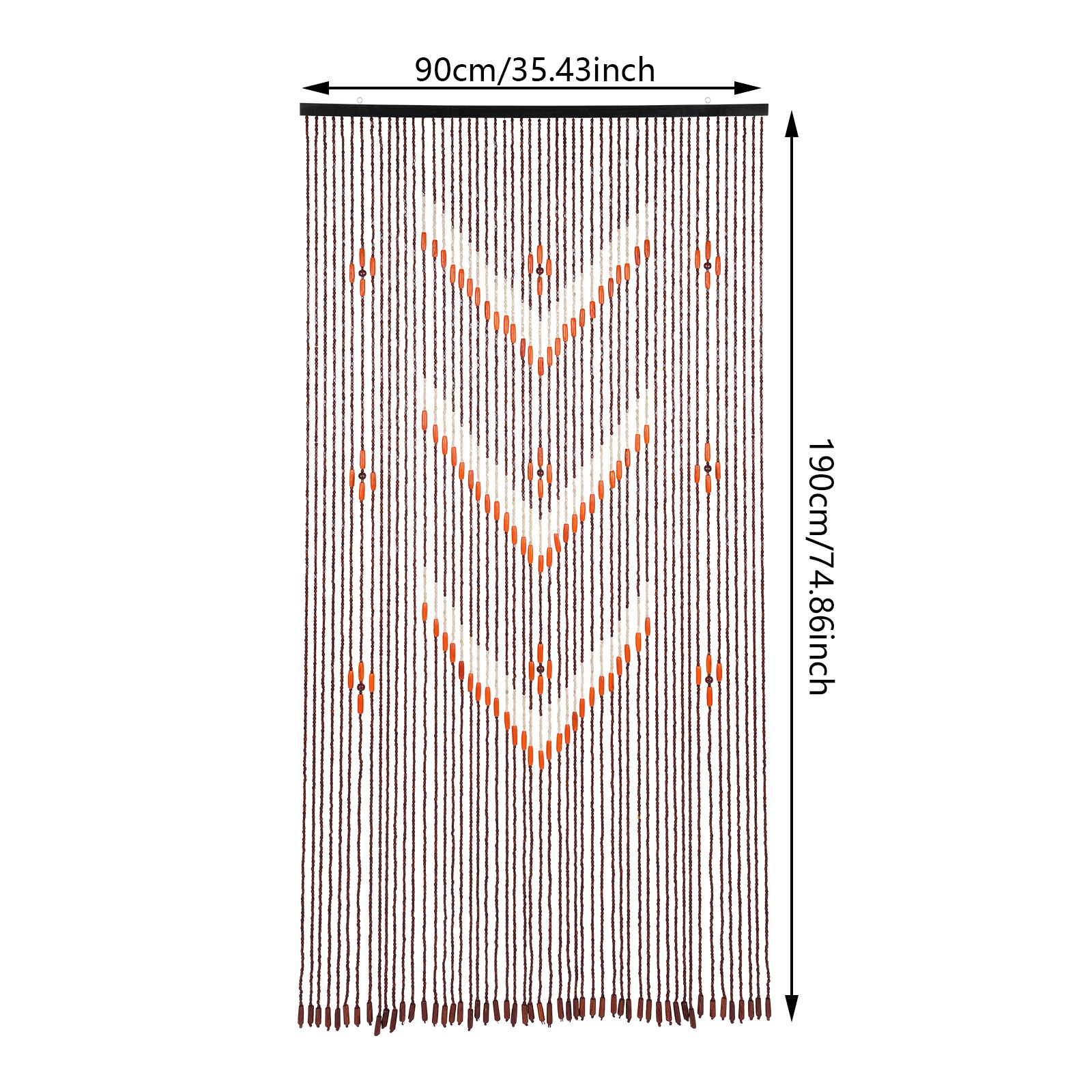 190×90 cm Bamboo Wood Beaded Curtain – 52 String Decorative Doorway Panel