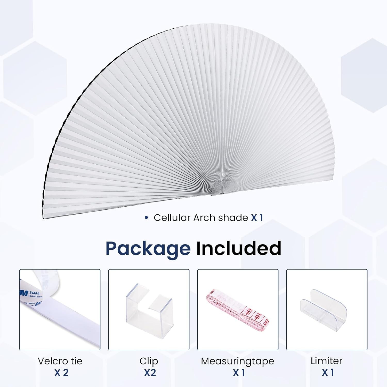 Blackout Window Shades Honeycomb Blinds for Half Circle Windows 24×48 White