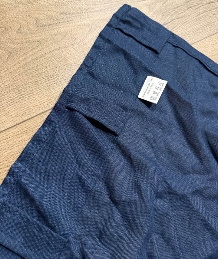 Unbranded 48W x 82L Navy Linen Blend Drapes. Set of 2