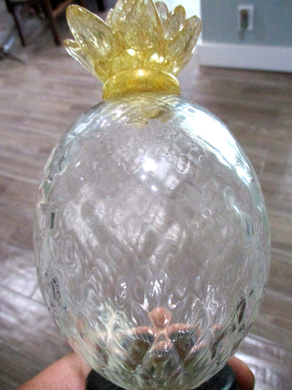 Murano Gold Top Pineapple Finial Finesse Murano Glass Curtain Rod Finial