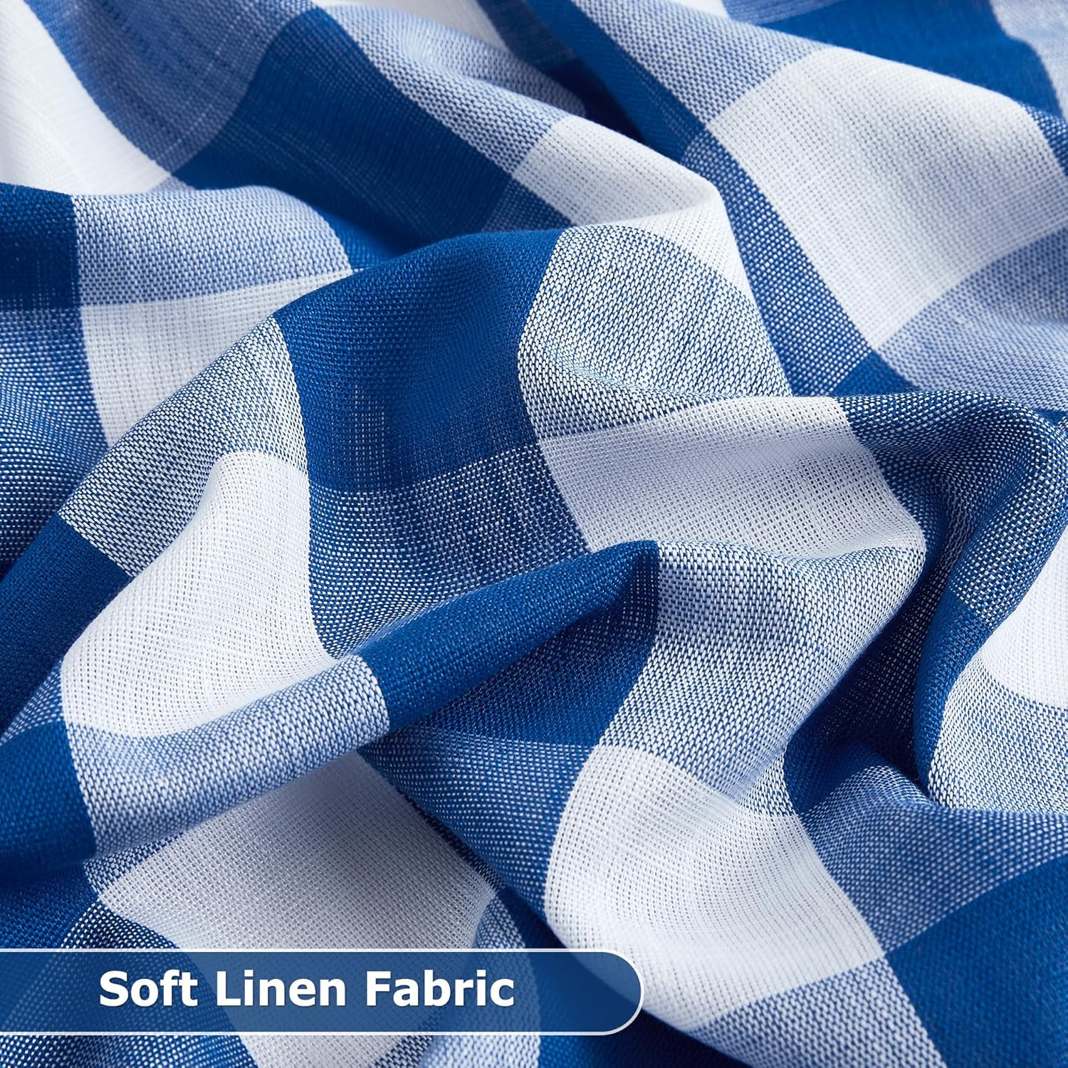 Buffalo Check Semi Curtain Panels Blue White Gingham Curtains Farmhouse Grommet