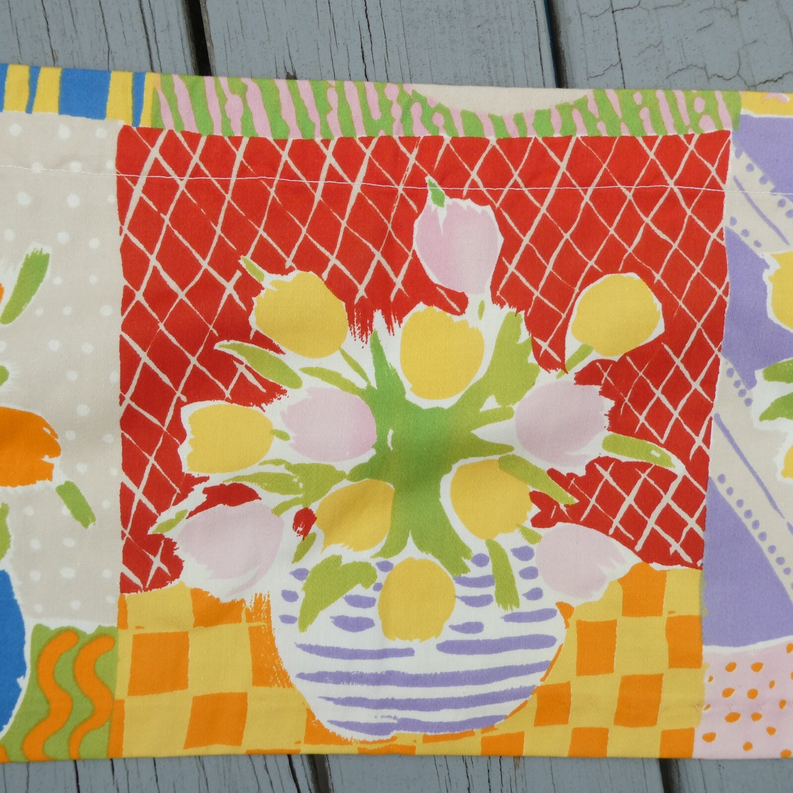 Contemporary Custom Curtains Valence Vase of Tulips Print 10.5 inch Drop 2 Width