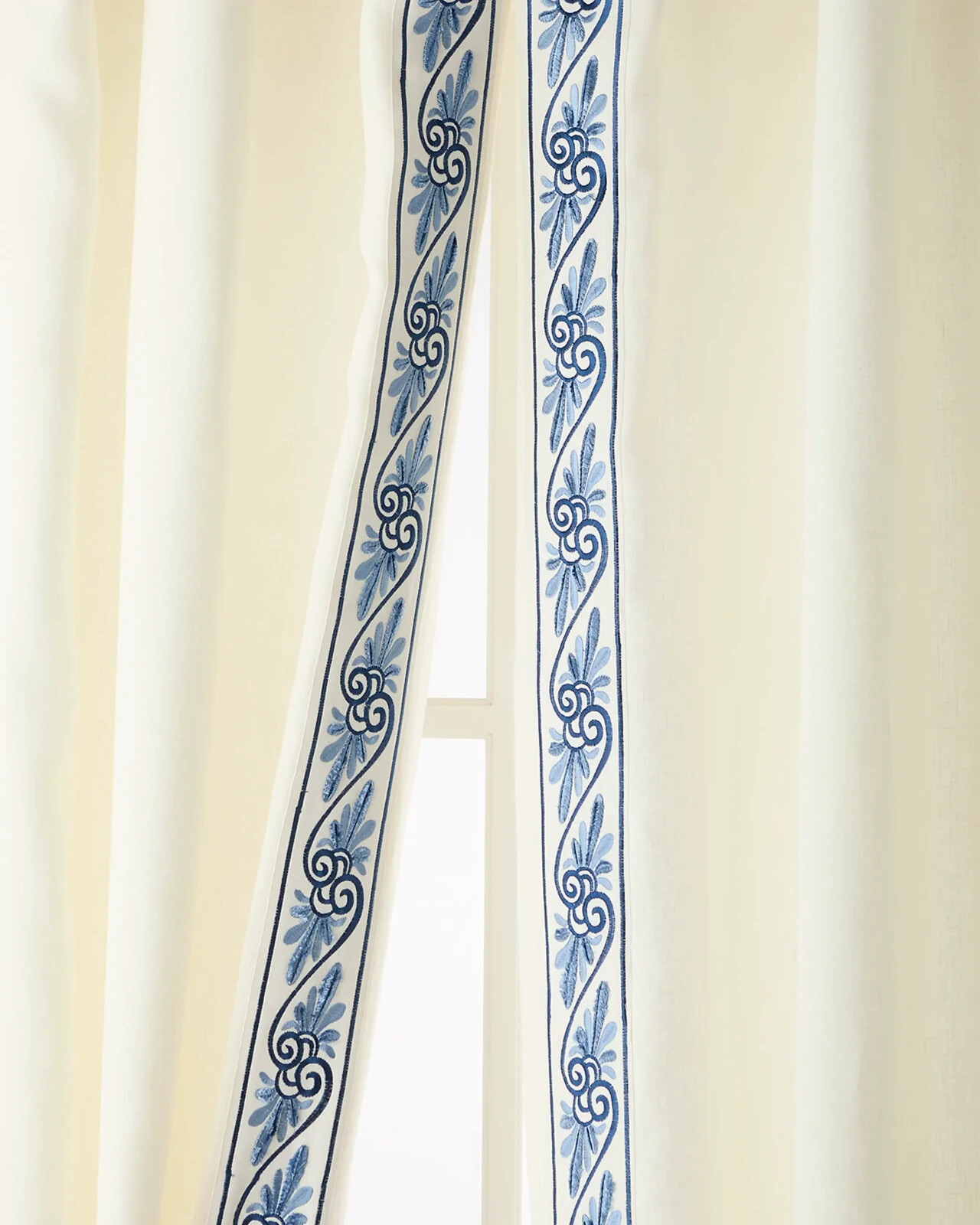 Tango 100% Linen Drapes with embroidered tape (Pair) as seen on Neiman Marcus