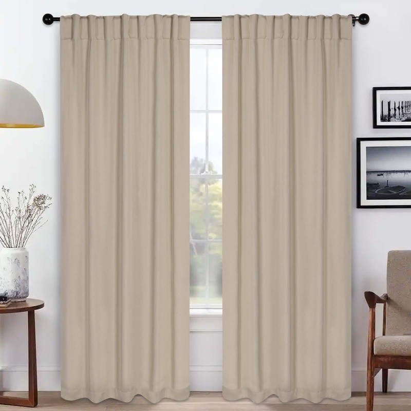 Solid Blackout Curtain Set 2 Panels UV Blocking Durable Polyester Easy Care New