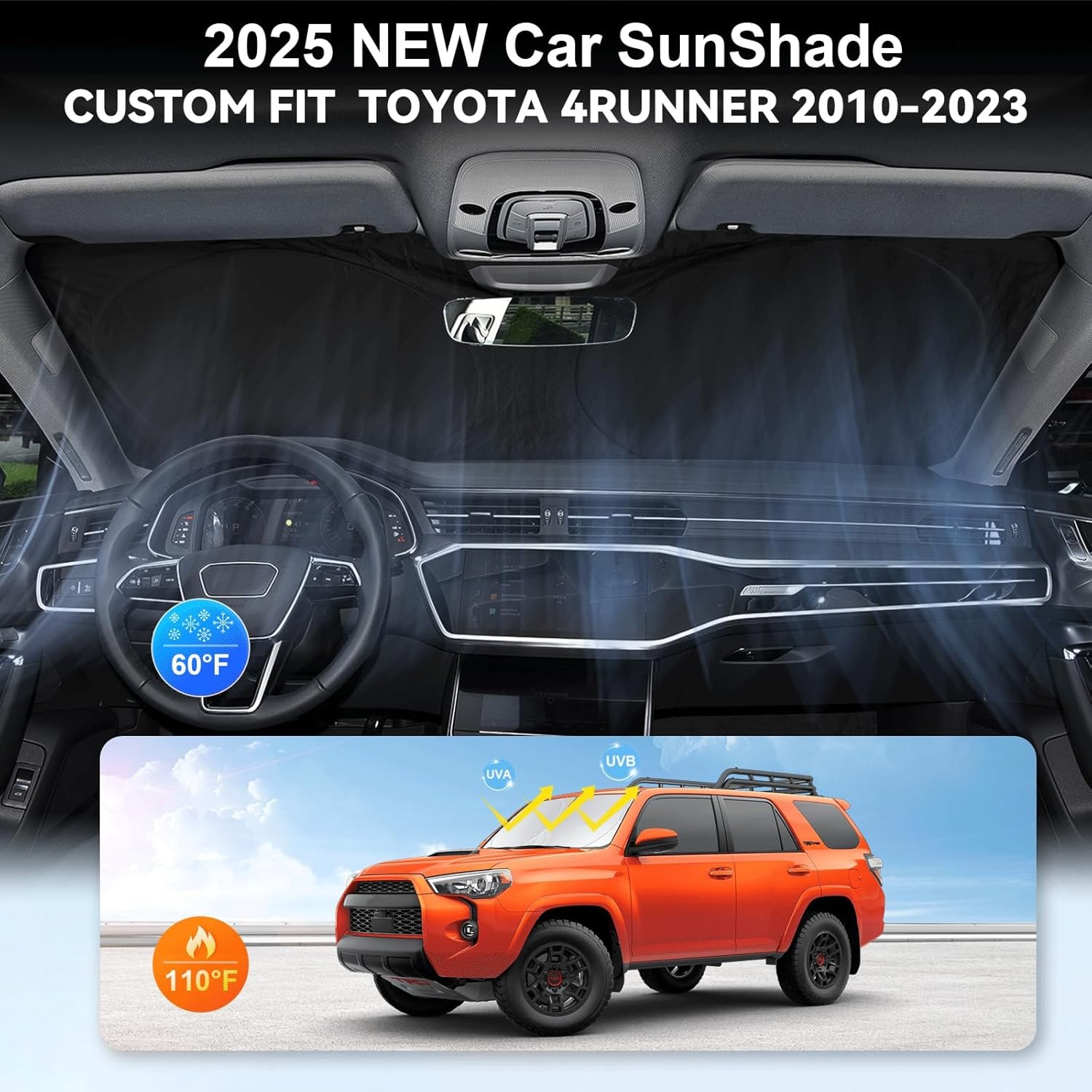 Car Windshield Sun Shade for 4Runner 2003-2009-Sunshade for Front Window Cover C