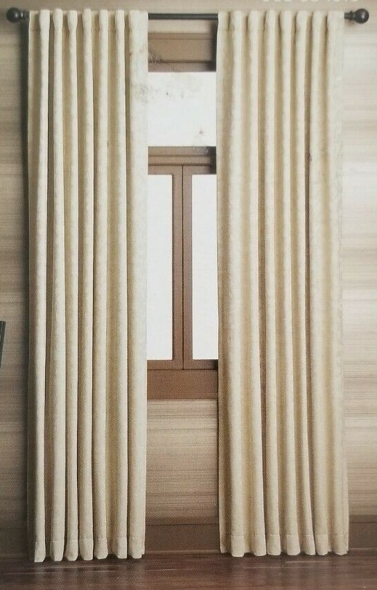 2 Home Beige Leaf Jacquard Window Panels (1 pair) 108″ x 84″ NIP