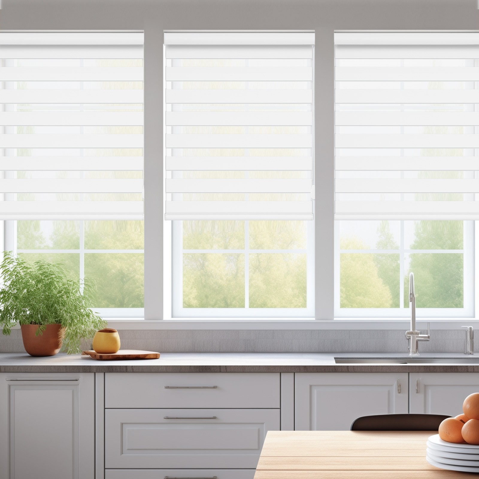 Changshade Corded Dual Layer Window Treatment Zebra Roller Shades Window Blinds