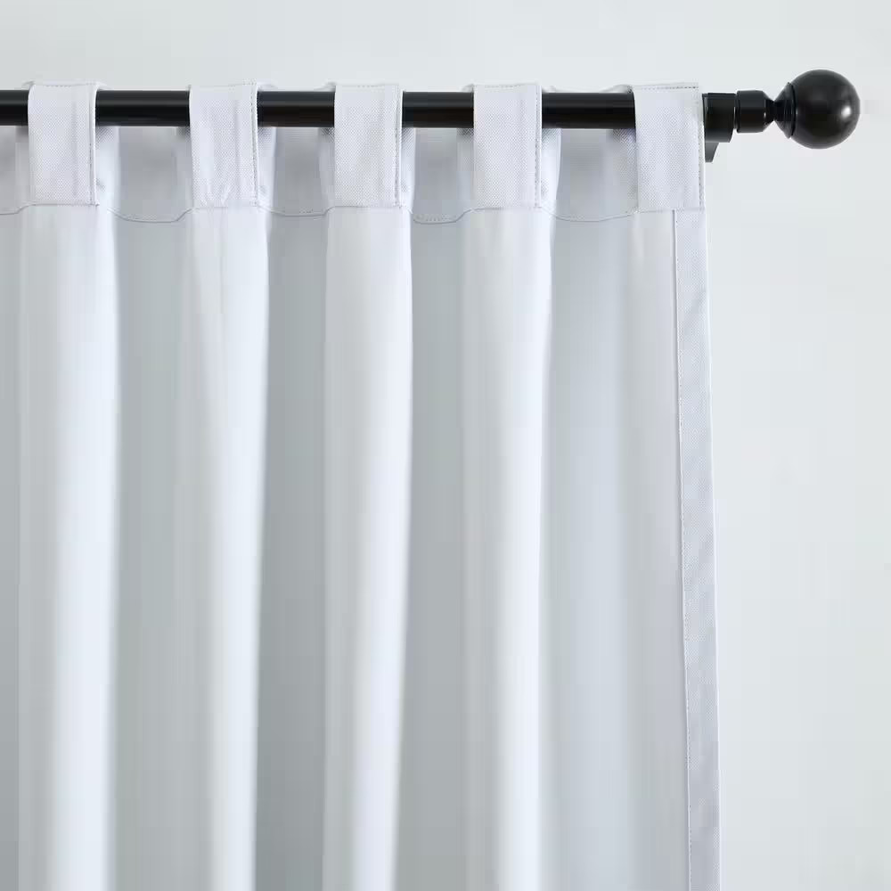 Solace White Polyester Solid Texture 52 In. W X 84 In. L Rod Pocket/Back Tab Ind
