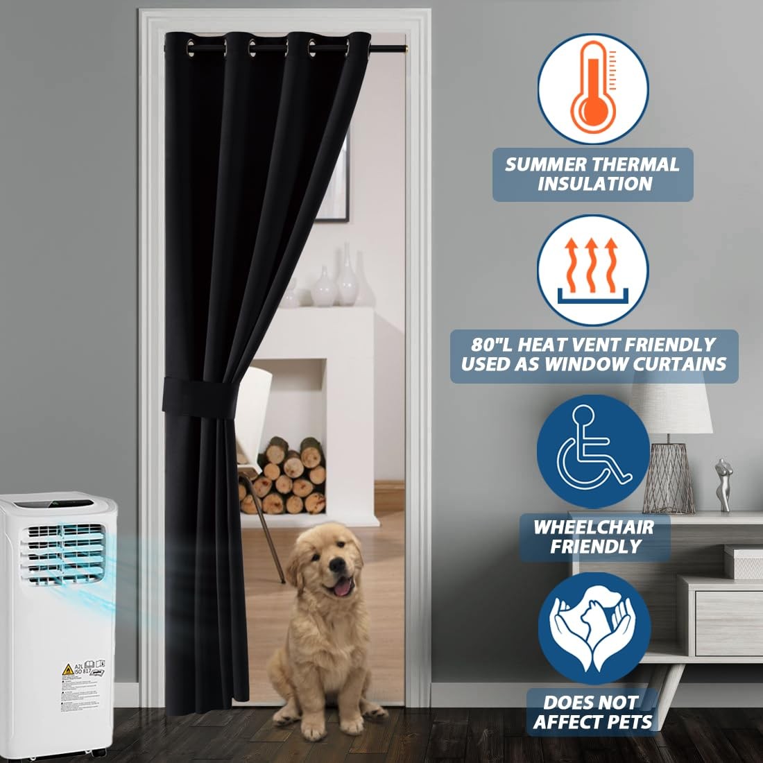 Divider Cover For Front Door Screenprivacy Thermal Insulation Soundproofing Blac