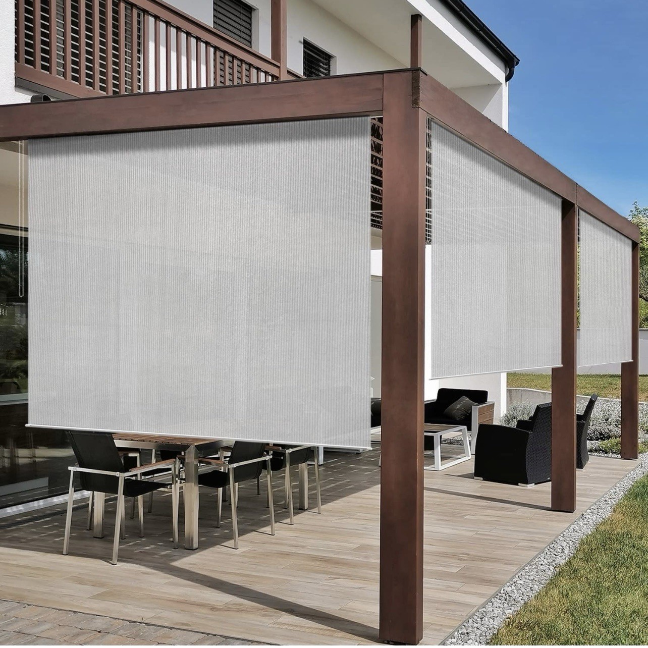 Exterior Roller Shade Outdoor Roll Up Shade Cloth Patio Blinds 4×6 Feet