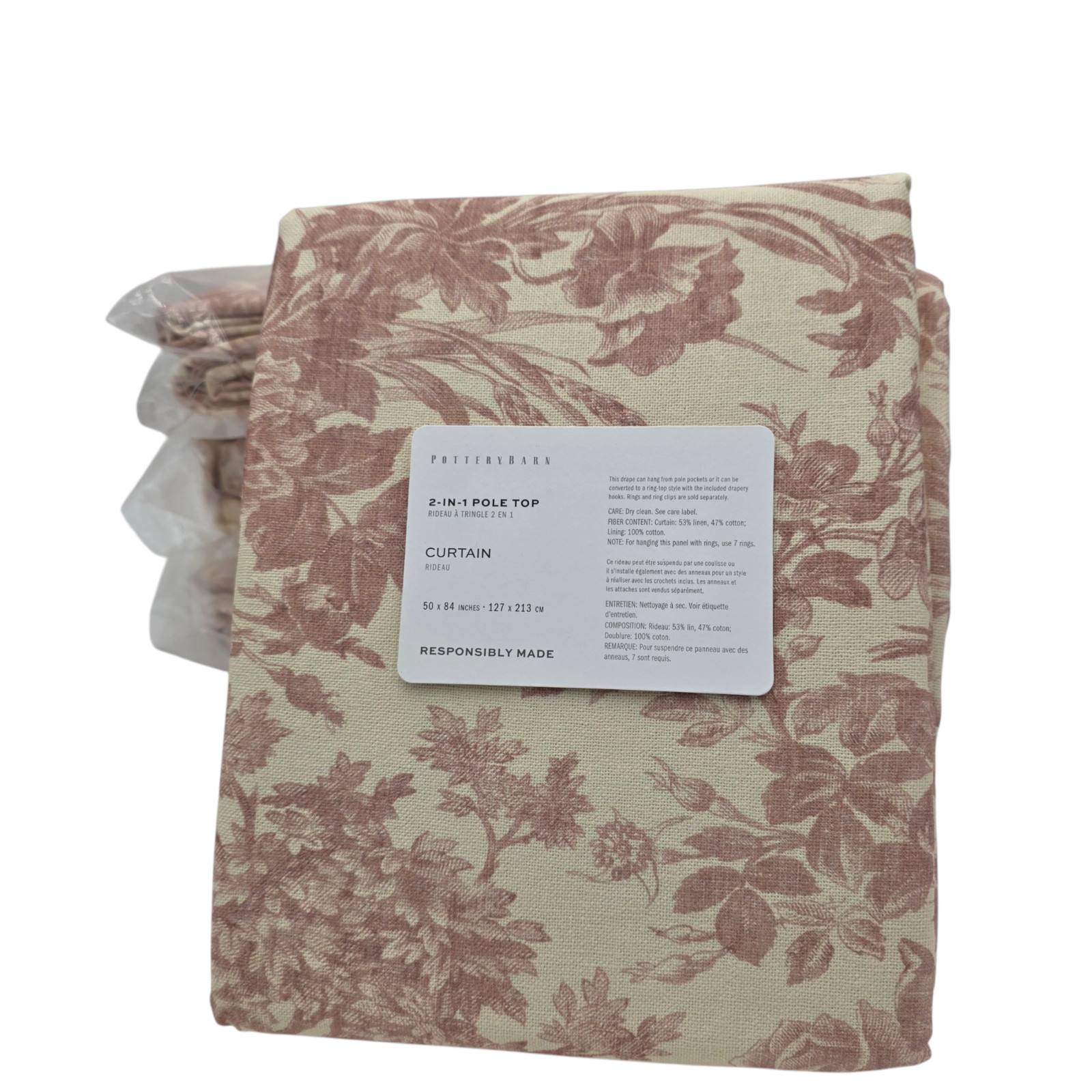Pottery Barn Sorrel Set of 4 Curtains 50×84 Rosewood