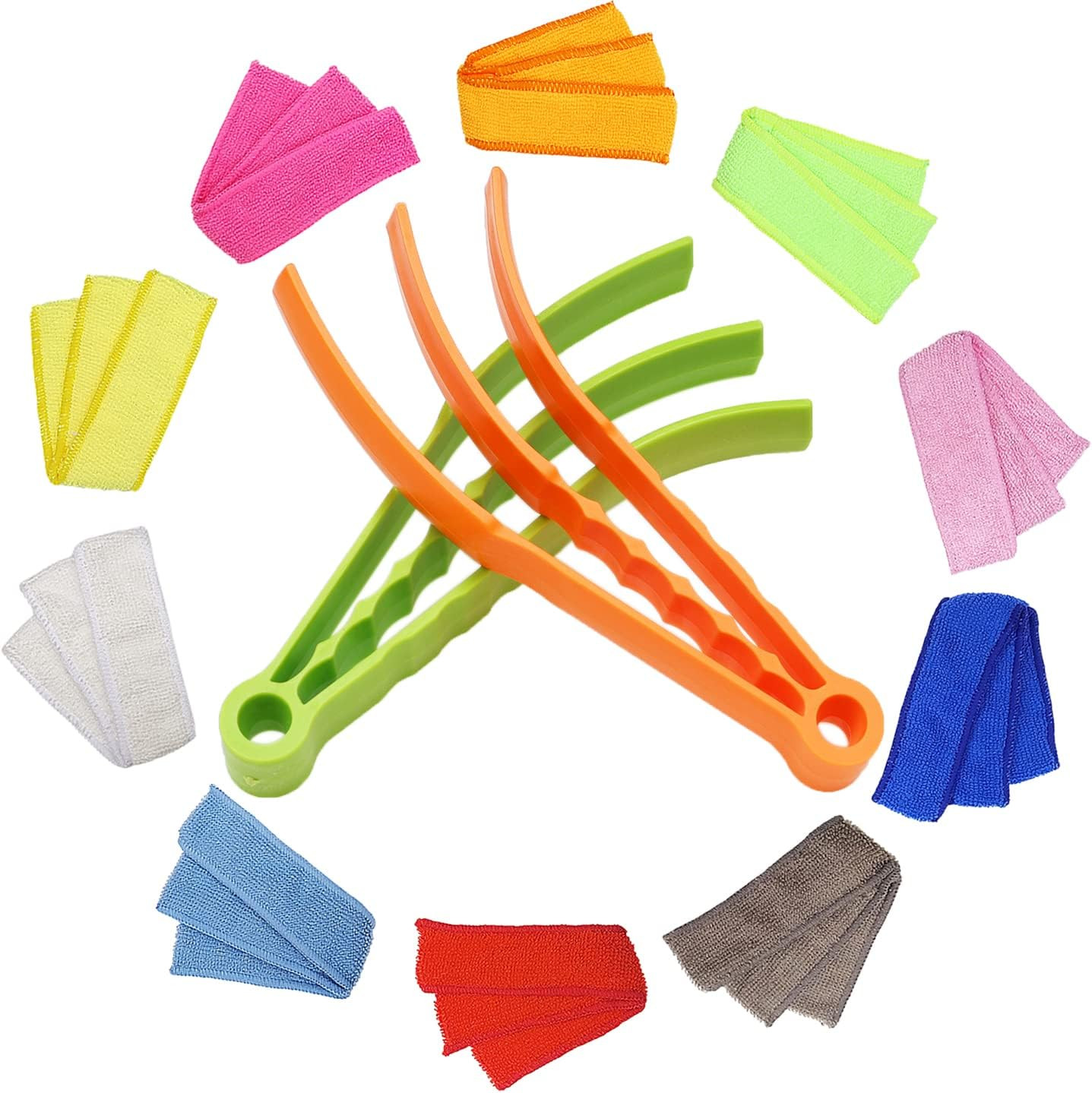 2 Pack 3 Arms Blinds Duster with 10 Colors Microfiber Sleeves Window Cleaner