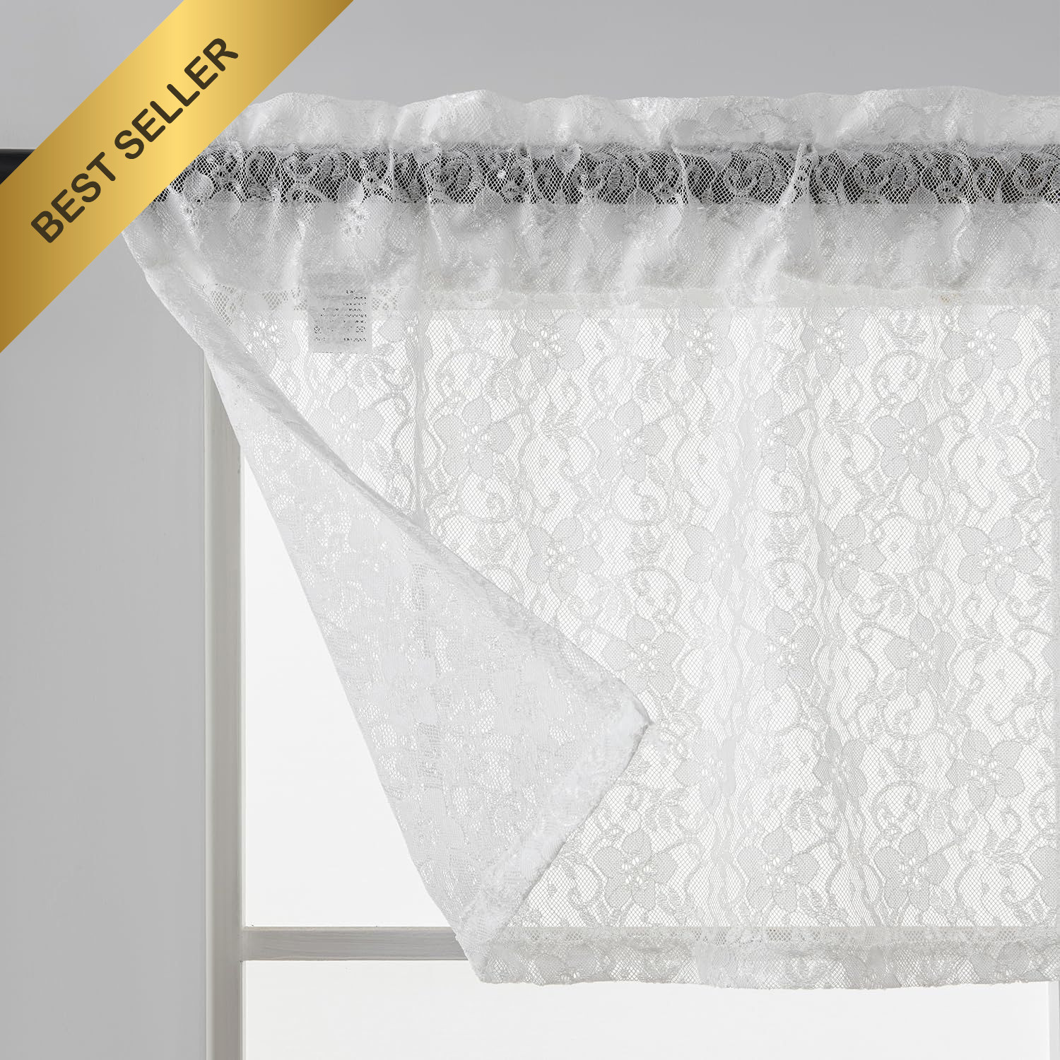 PearAge Elegant Lace Sheer Valance Curtain Short Window Treatment 52×18 Kitchen