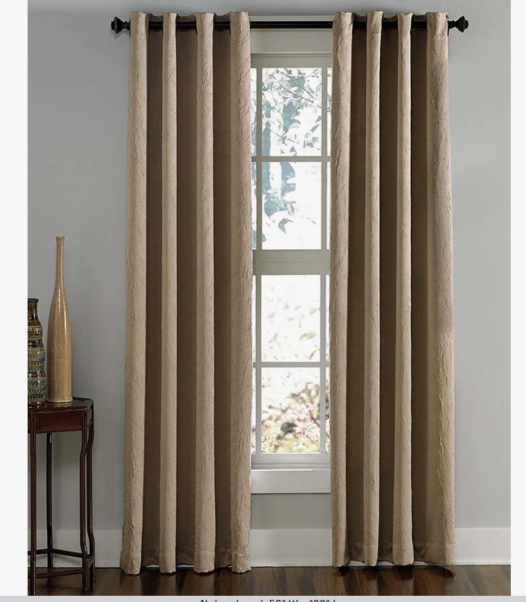 Curtainworks Set of 4 Tan Crinkle Curtains Panels Crushed Faux Silk Taupe 108″