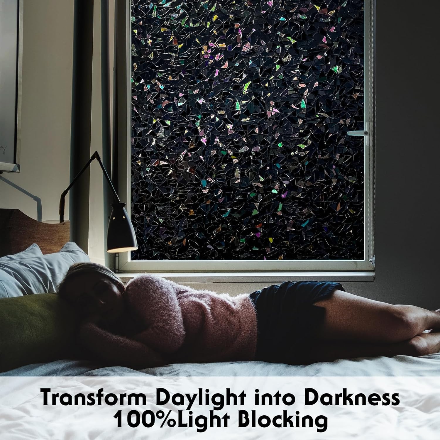 Elegant Black Window Film with Rainbow Effect – 100% UV Protection, 17.5×78.7