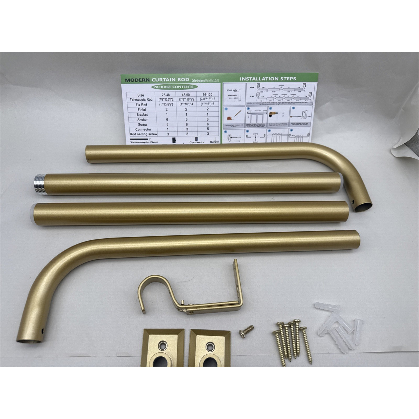 ZYRW Gold Curtain Rod 28 to 48 inches, modern , heavy duty, decorative *READ…