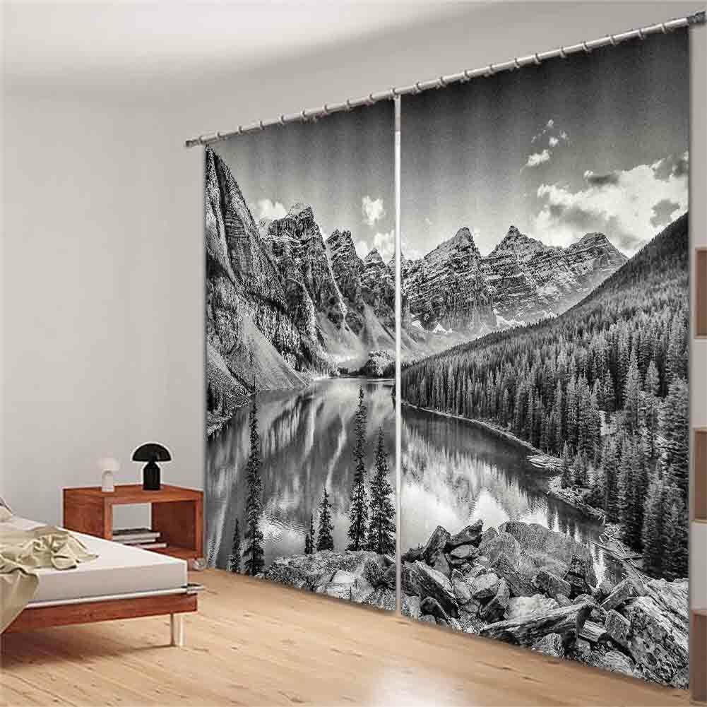 Grey Intelligence Sky 3D Curtain Blockout Photo Printing Curtains Drape Fabric