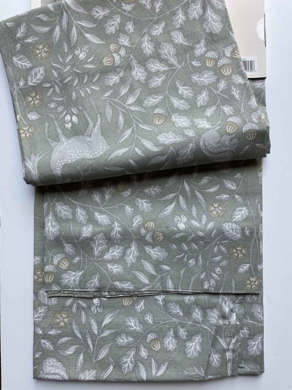 Laura Ashley ELDER FOREST 38”x96” Drapes Sage Green Cotton Blend 2 Panels NEW